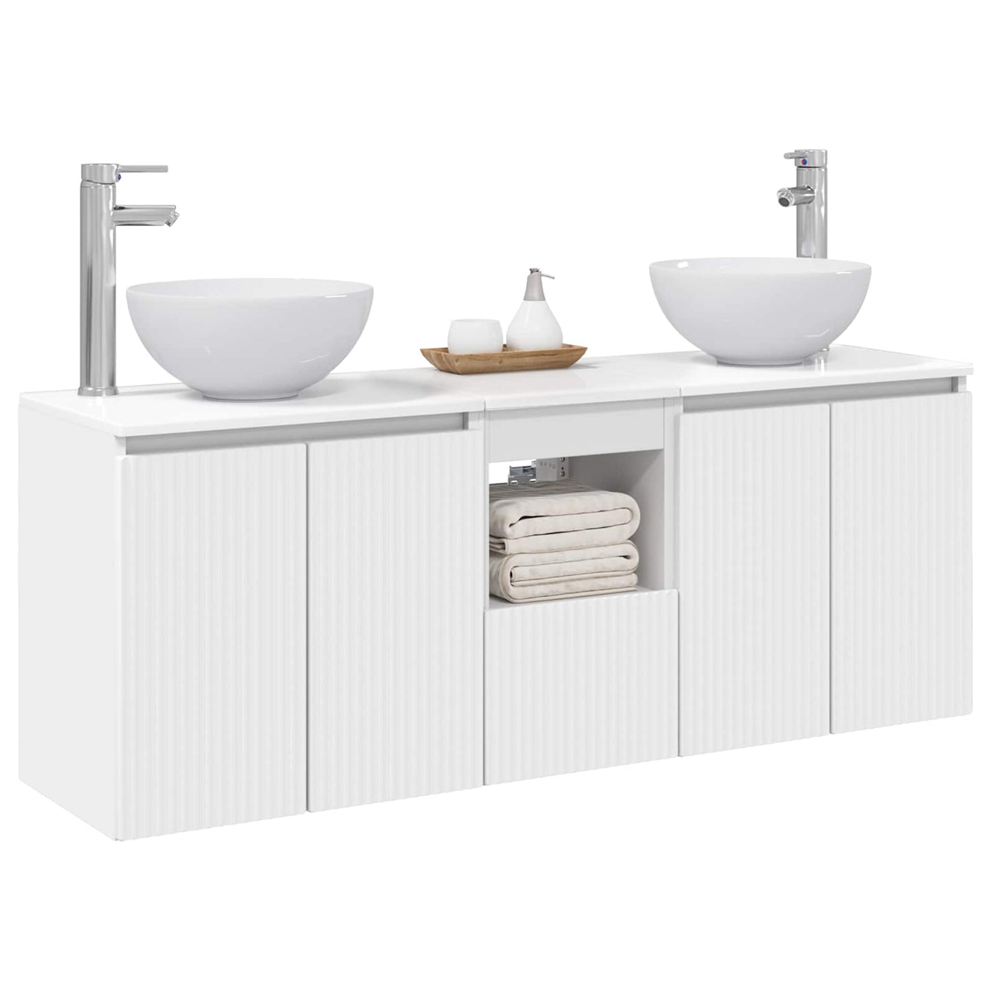 Badkamerkastenset 3 st Wit 49,5 x 35 x 63 cm Bewerkt hout