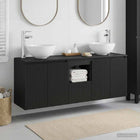 Badkamerkastenset 3 st Zwart 49,5 x 35 x 63 cm Bewerkt hout
