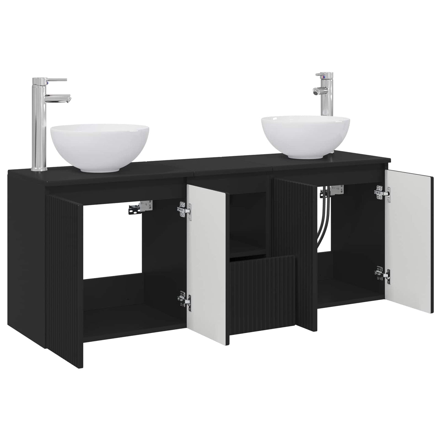 Badkamerkastenset 3 st Zwart 49,5 x 35 x 63 cm Bewerkt hout