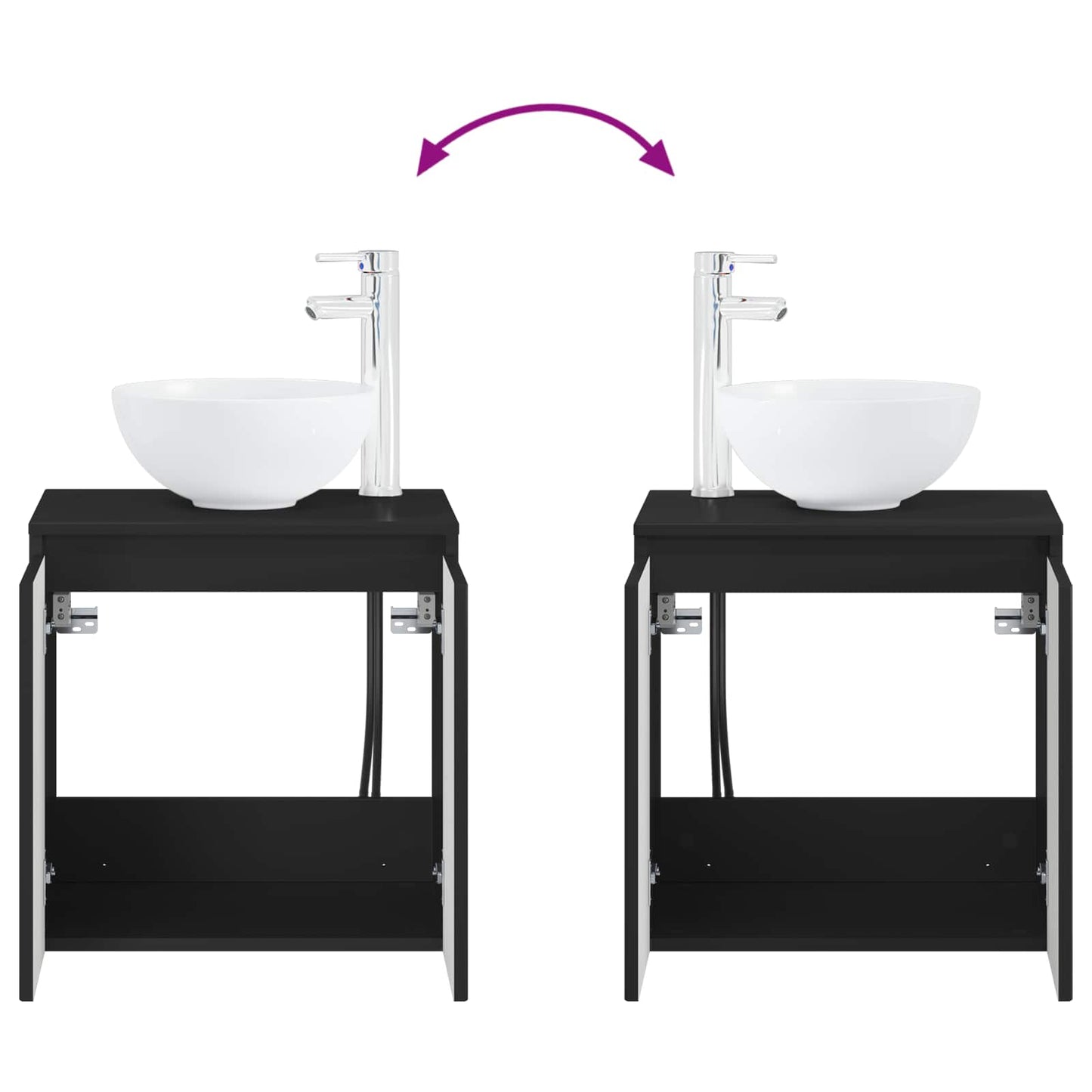 Badkamerkastenset 3 st Zwart 49,5 x 35 x 63 cm Bewerkt hout