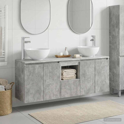 Badkamerkastenset 3 st Betongrijs 49,5 x 35 x 63 cm