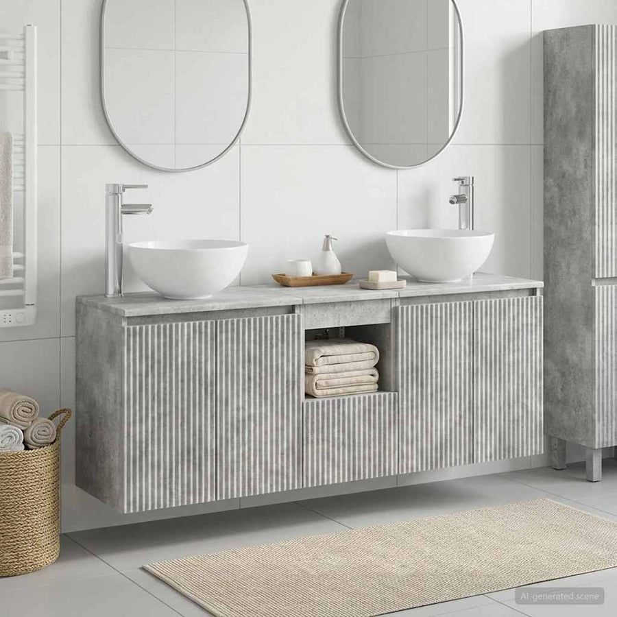 Badkamerkastenset 3 st Betongrijs 49,5 x 35 x 63 cm
