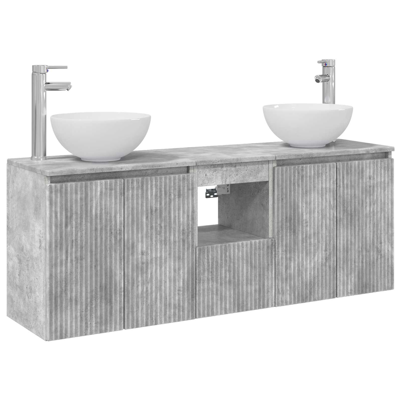 Badkamerkastenset 3 st Betongrijs 49,5 x 35 x 63 cm