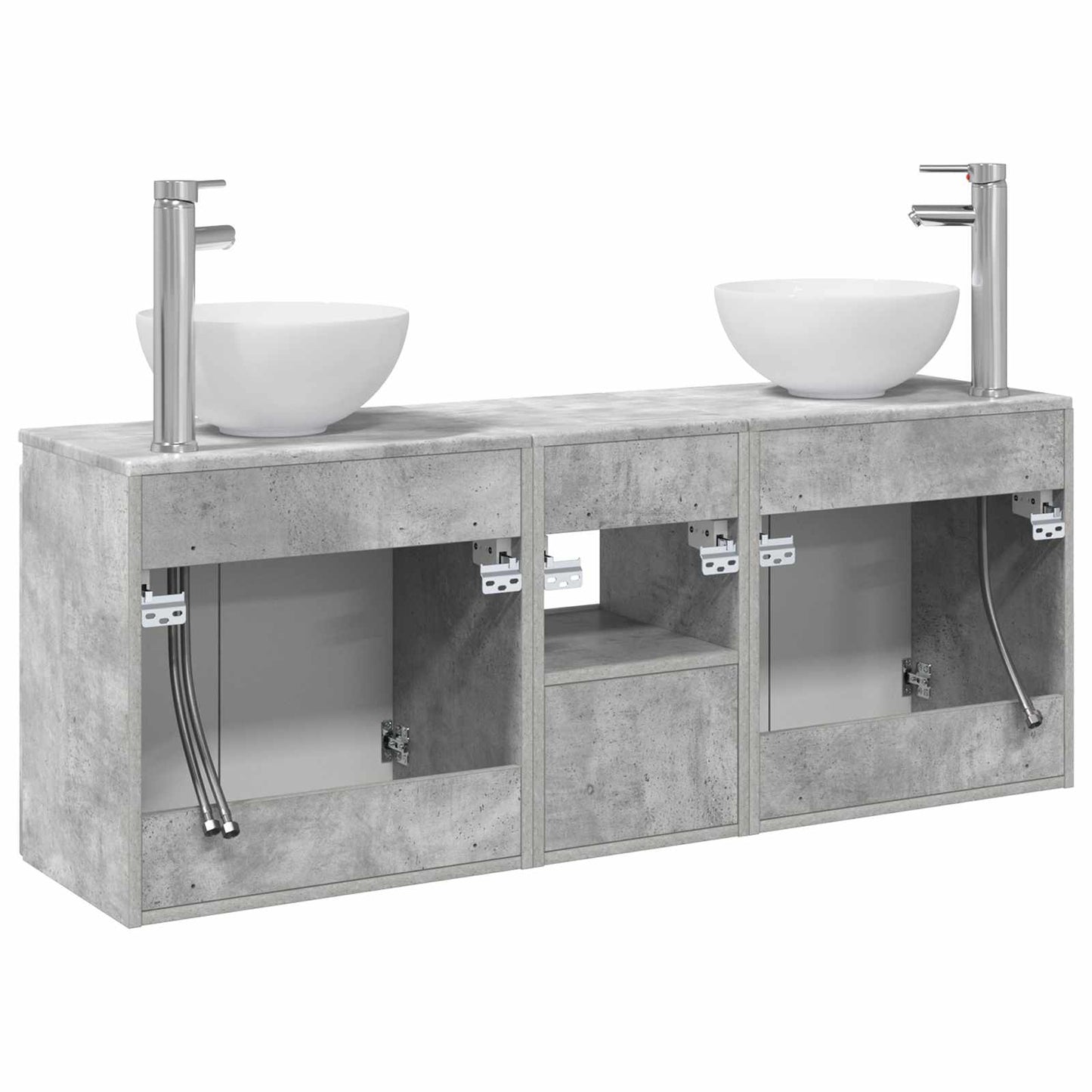 Badkamerkastenset 3 st Betongrijs 49,5 x 35 x 63 cm