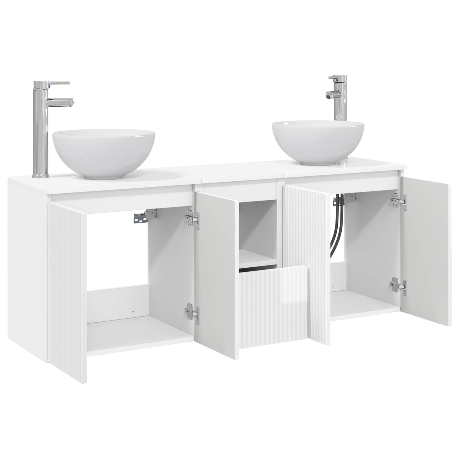 Badkamerkastenset 3 st Hoogglans Wit 49,5 x 35 x 63 cm