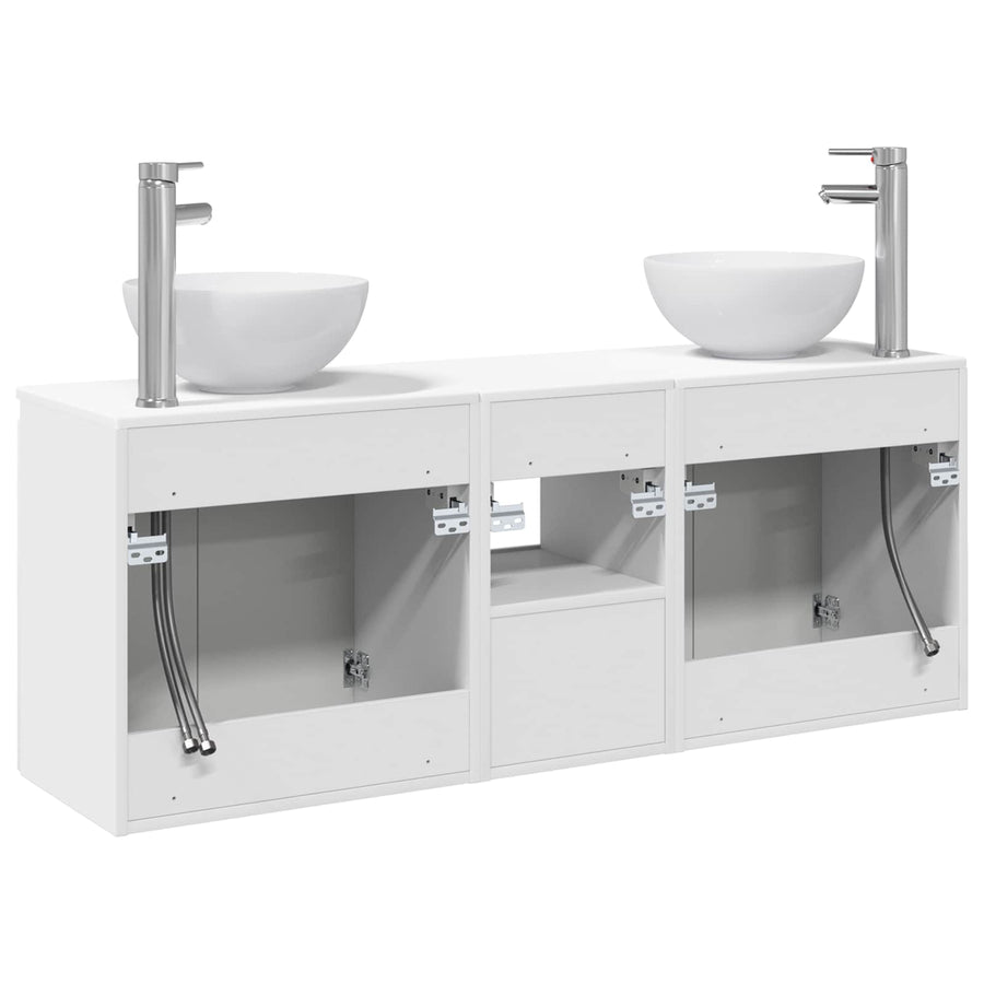 Badkamerkastenset 3 st Hoogglans Wit 49,5 x 35 x 63 cm
