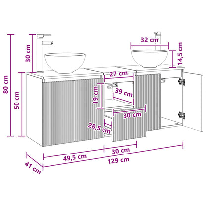 Badkamerkastenset 3 st Hoogglans Wit 49,5 x 35 x 63 cm
