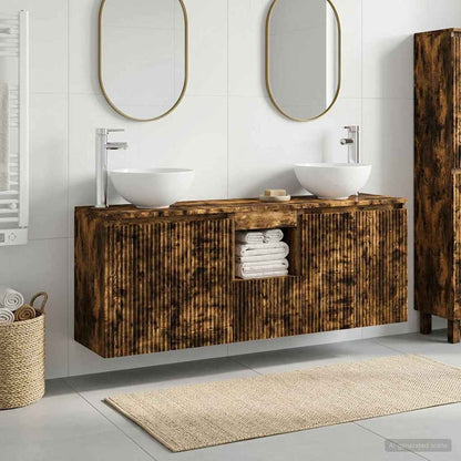 Badkamerkastenset 3 st Gerookt eiken 49,5 x 35 x 63 cm