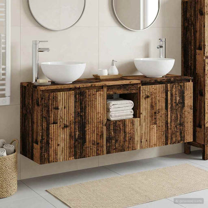 Badkamerkastenset 3 st Oud hout 49,5 x 35 x 63 cm Bewerkt hout