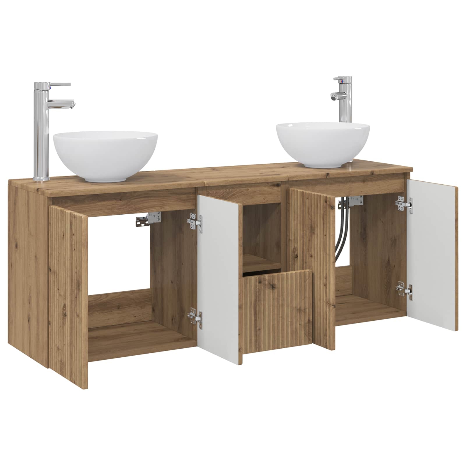 Badkamerkastenset 3 st Artisanaal eiken 49,5 x 35 x 63 cm
