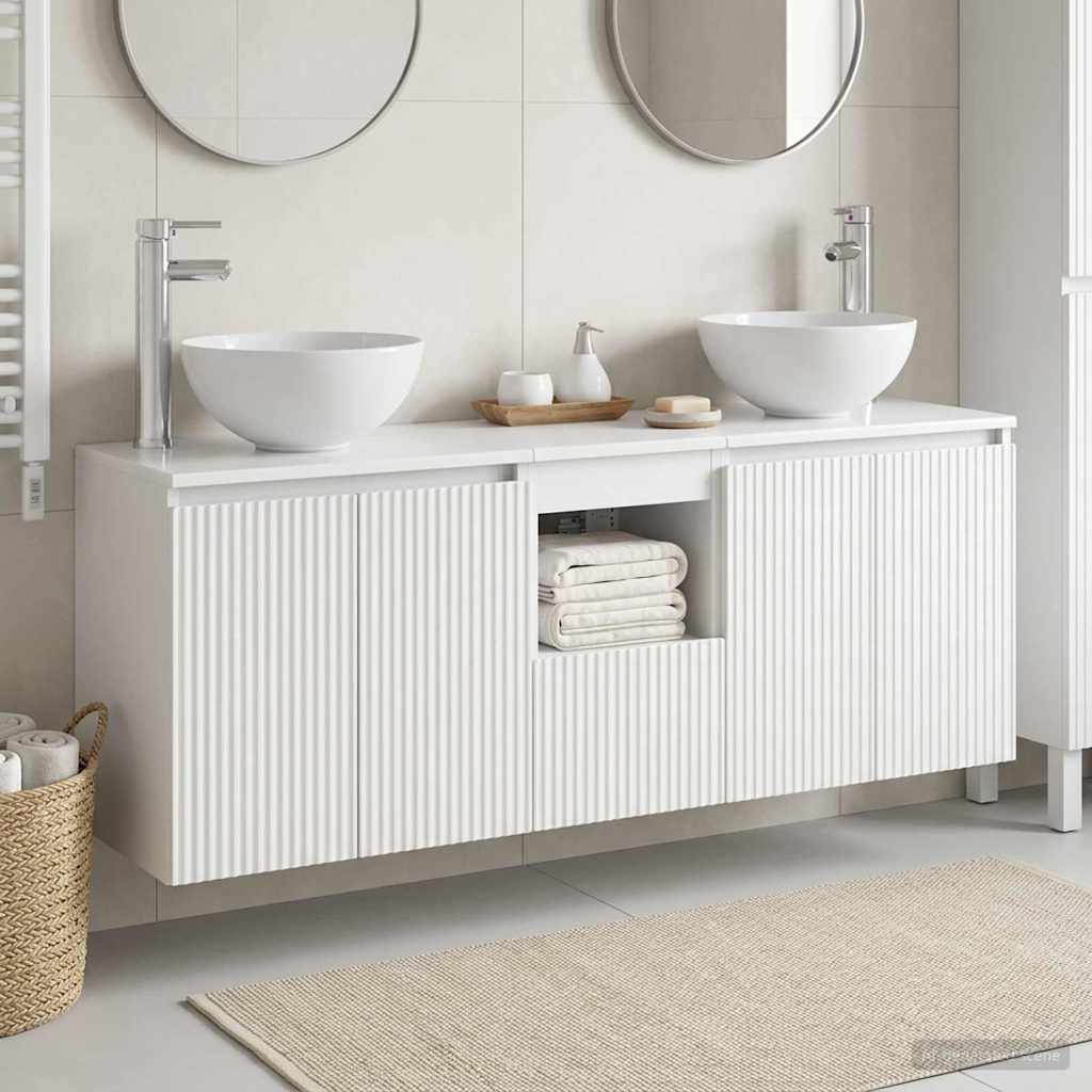 Badkamerkastenset 3 st Wit 49,5 x 41 x 64,5 cm Bewerkt hout