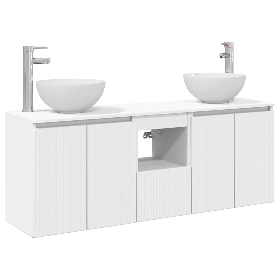 Badkamerkastenset 3 st Wit 49,5 x 41 x 64,5 cm Bewerkt hout