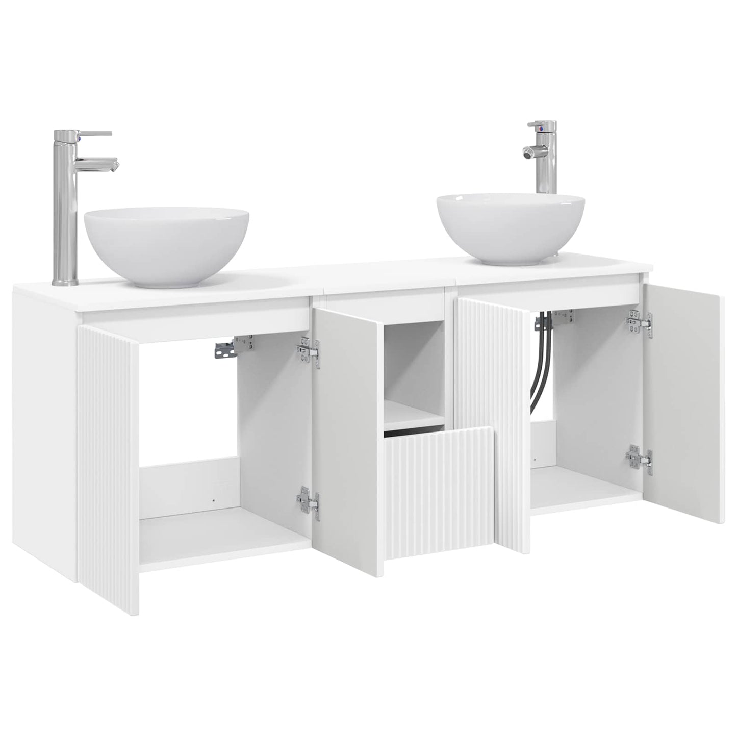 Badkamerkastenset 3 st Wit 49,5 x 41 x 64,5 cm Bewerkt hout