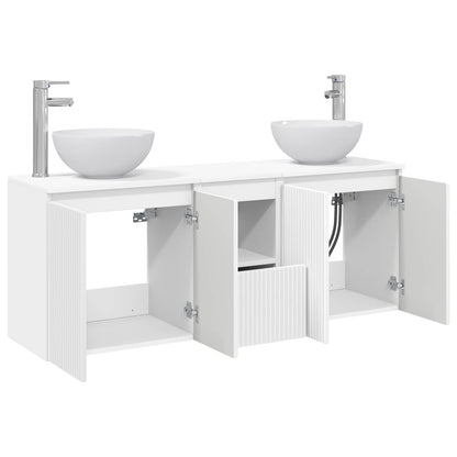 Badkamerkastenset 3 st Wit 49,5 x 41 x 64,5 cm Bewerkt hout