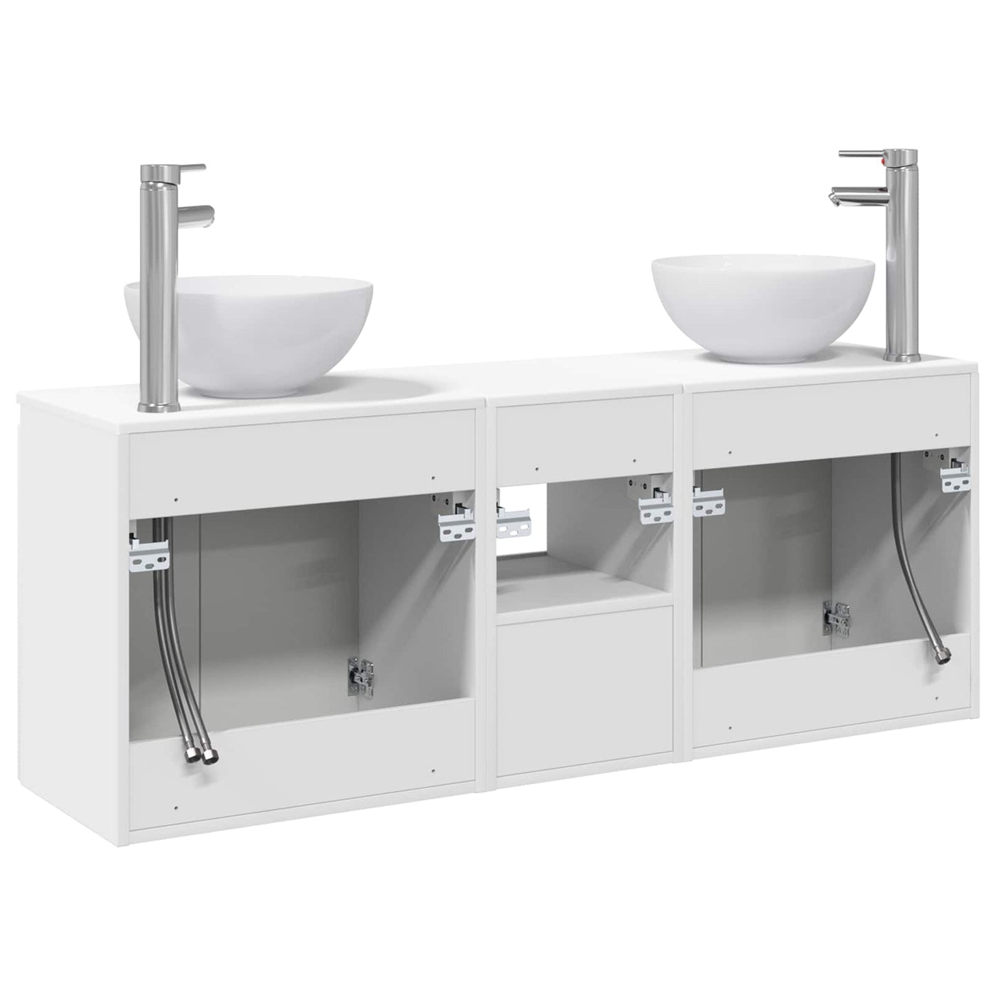 Badkamerkastenset 3 st Wit 49,5 x 41 x 64,5 cm Bewerkt hout