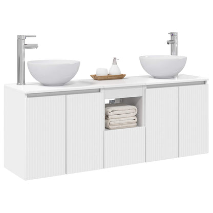 Badkamerkastenset 3 st Wit 49,5 x 41 x 64,5 cm Bewerkt hout