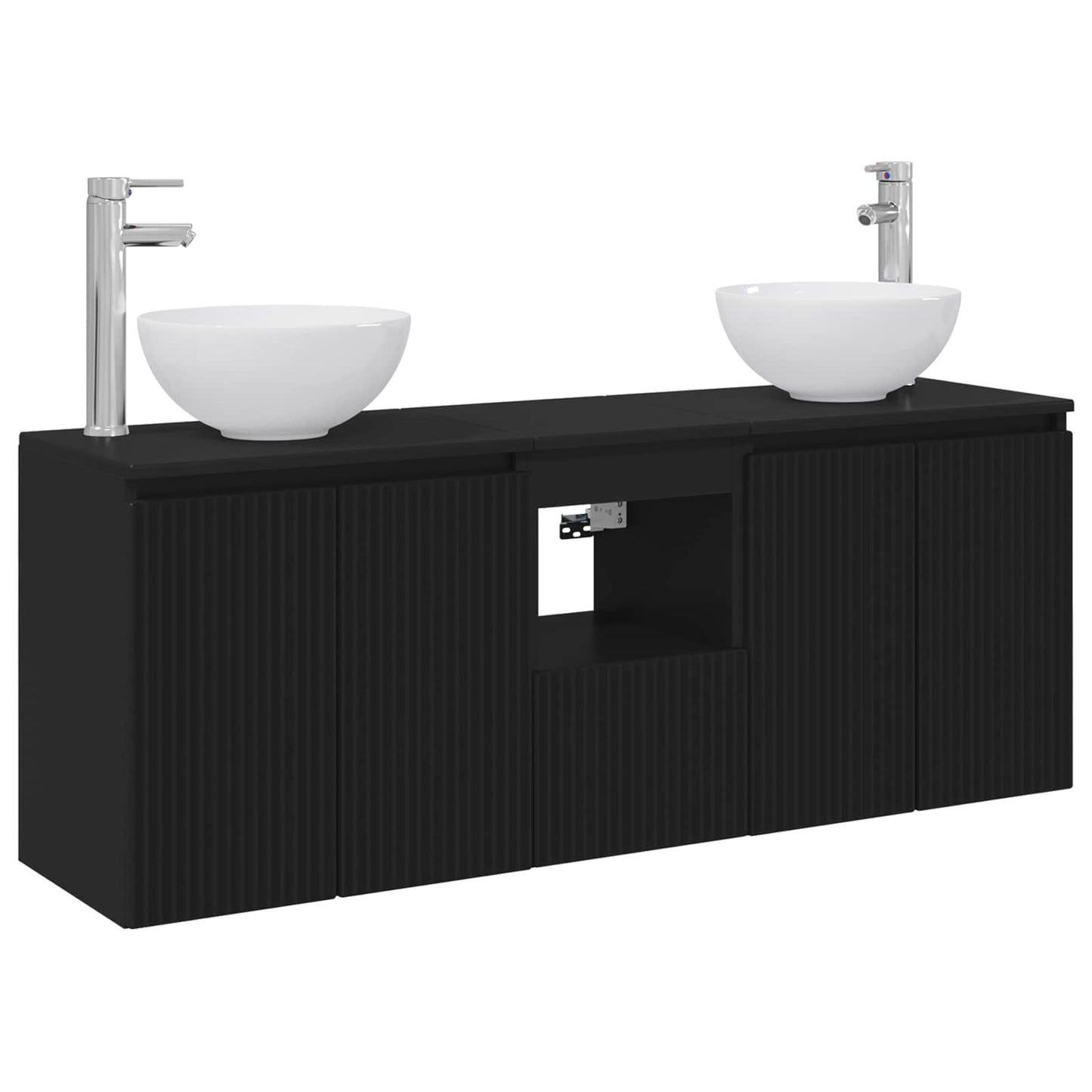 Badkamerkastenset 3 st Zwart 49,5 x 41 x 64,5 cm Bewerkt hout