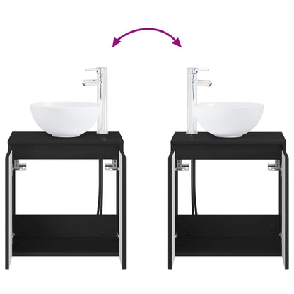 Badkamerkastenset 3 st Zwart 49,5 x 41 x 64,5 cm Bewerkt hout