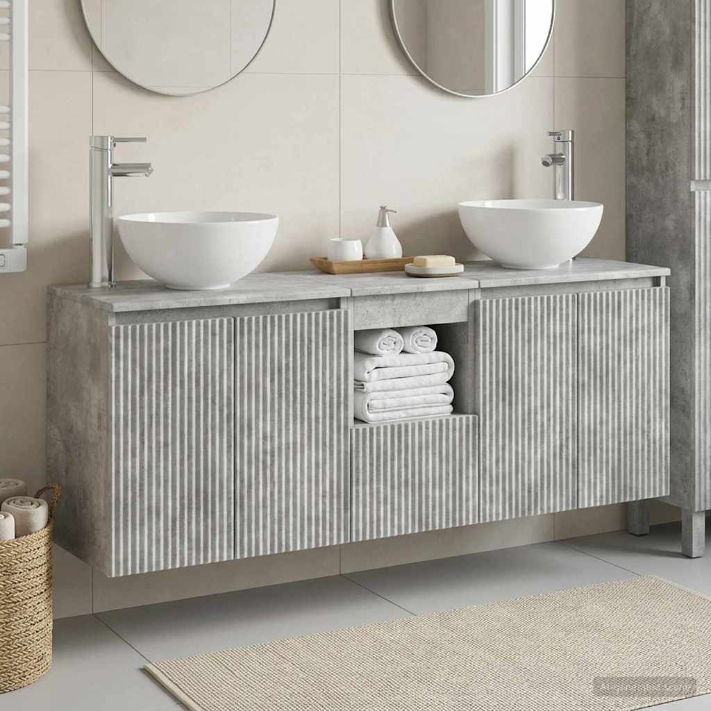 Badkamerkastenset 3 st Betongrijs 49,5 x 41 x 64,5 cm