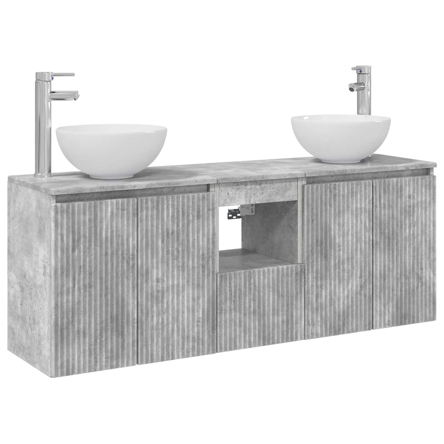 Badkamerkastenset 3 st Betongrijs 49,5 x 41 x 64,5 cm