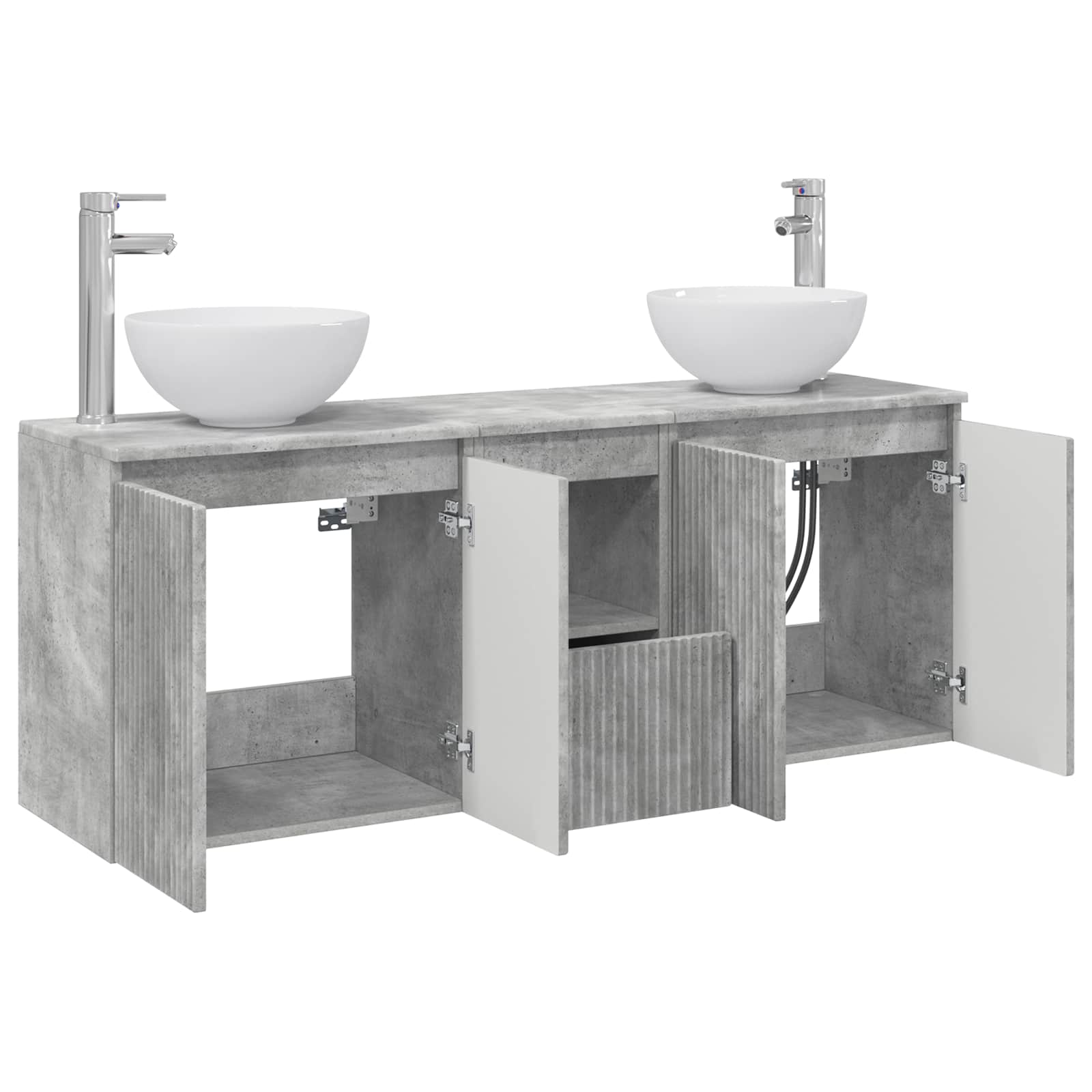 Badkamerkastenset 3 st Betongrijs 49,5 x 41 x 64,5 cm