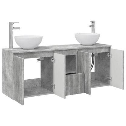 Badkamerkastenset 3 st Betongrijs 49,5 x 41 x 64,5 cm