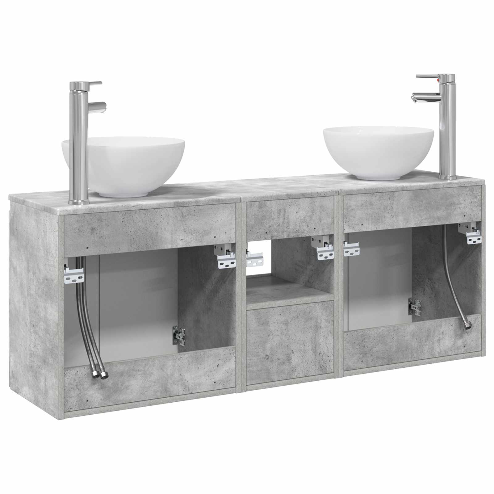 Badkamerkastenset 3 st Betongrijs 49,5 x 41 x 64,5 cm