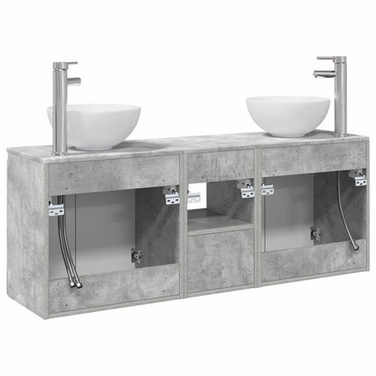 Badkamerkastenset 3 st Betongrijs 49,5 x 41 x 64,5 cm