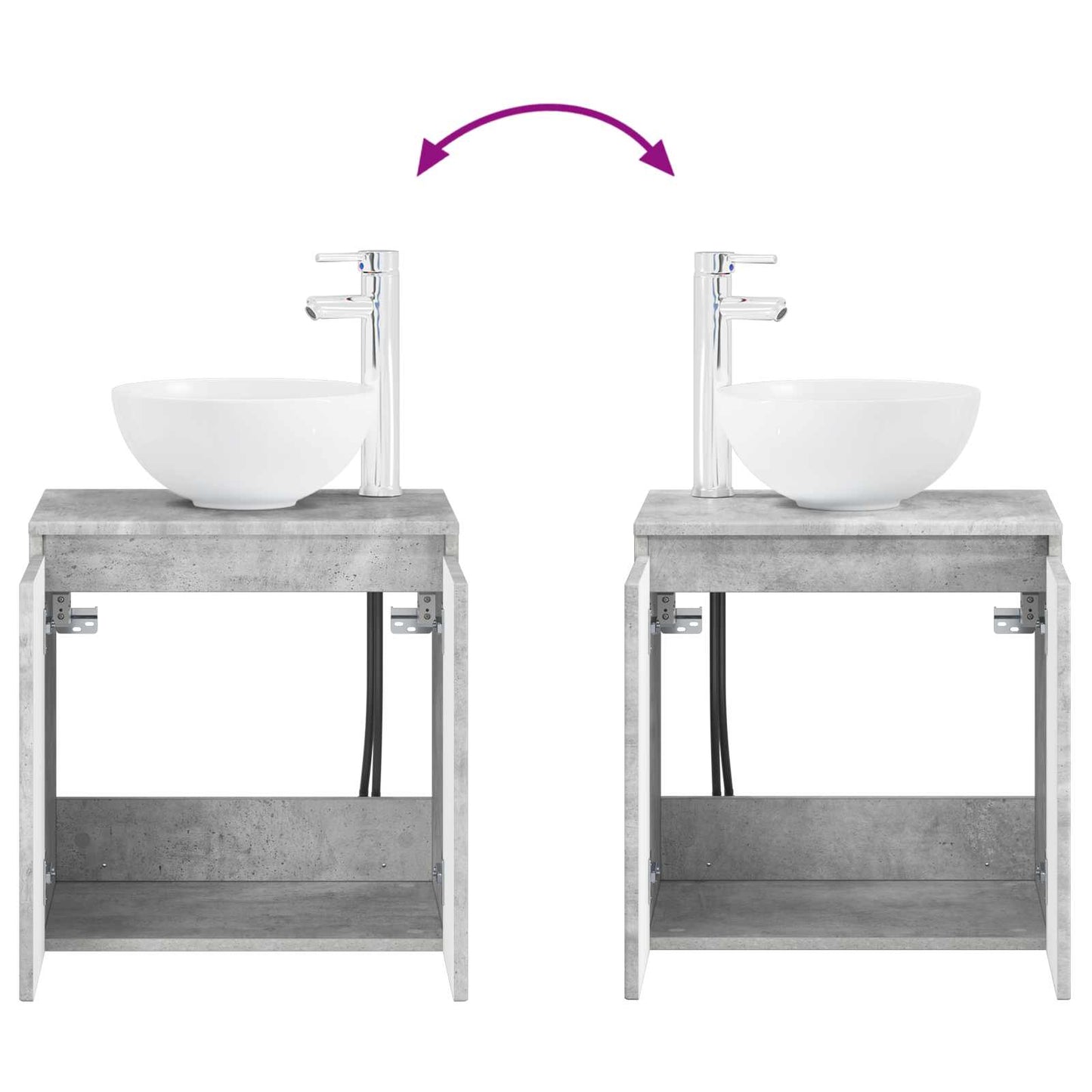 Badkamerkastenset 3 st Betongrijs 49,5 x 41 x 64,5 cm