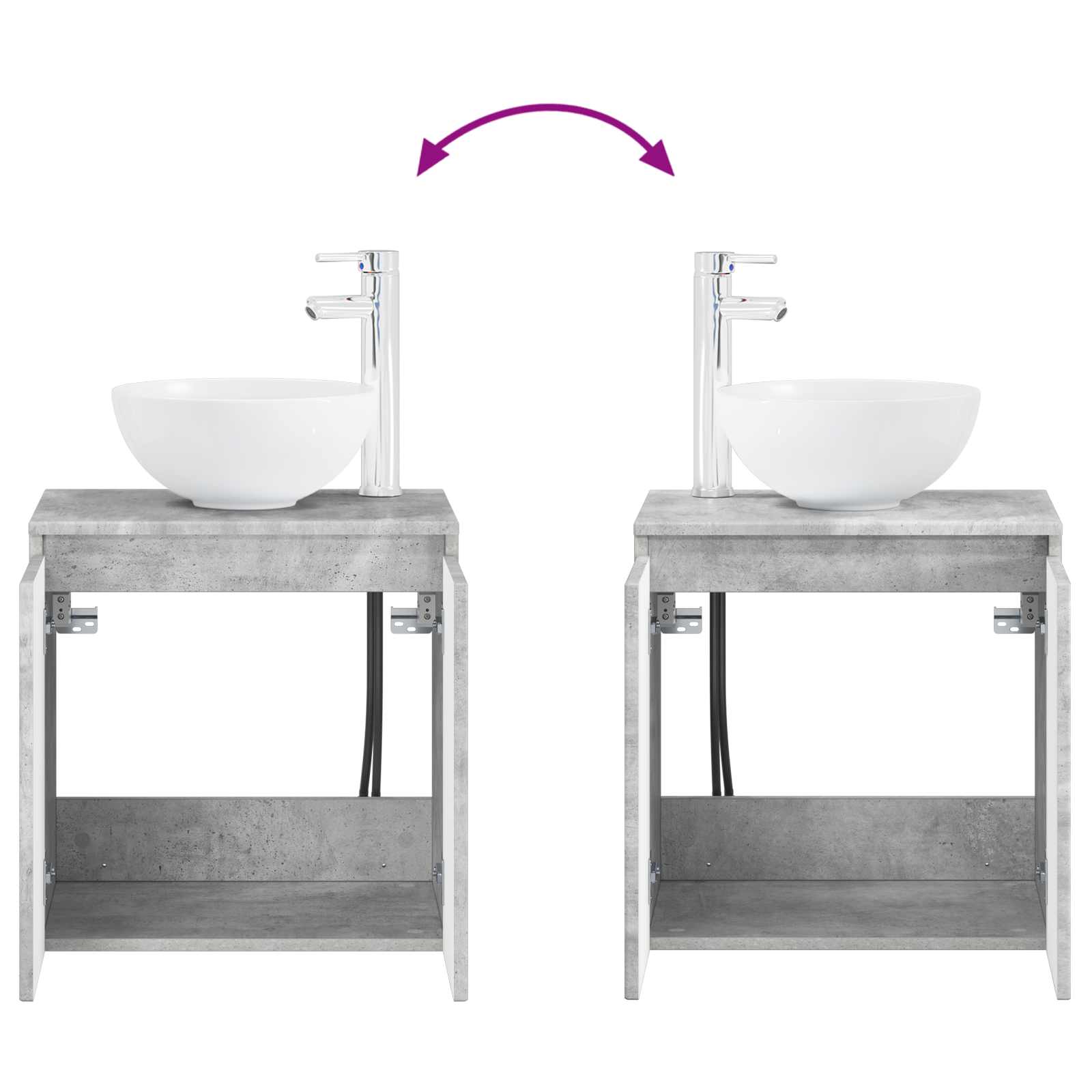 Badkamerkastenset 3 st Betongrijs 49,5 x 41 x 64,5 cm