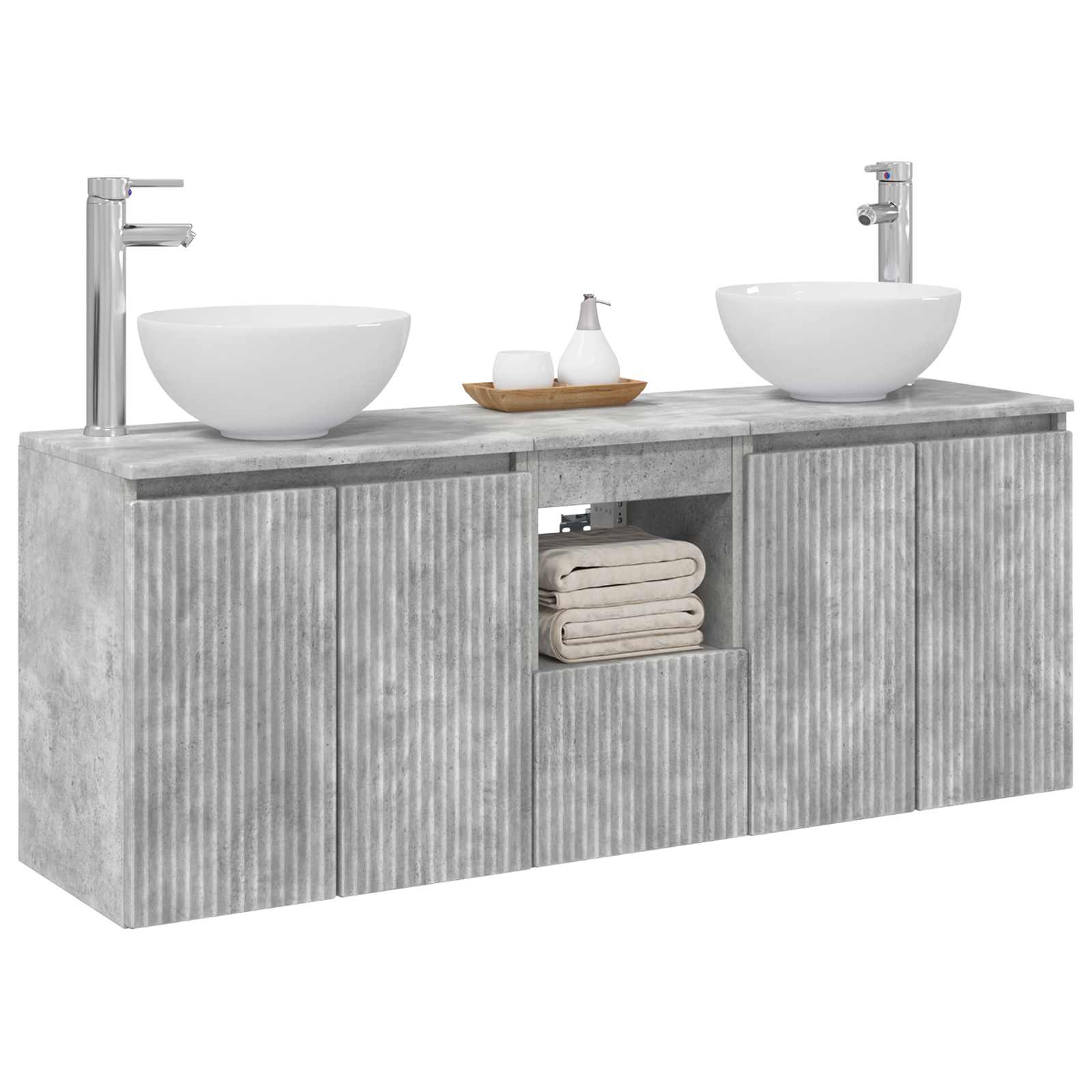 Badkamerkastenset 3 st Betongrijs 49,5 x 41 x 64,5 cm
