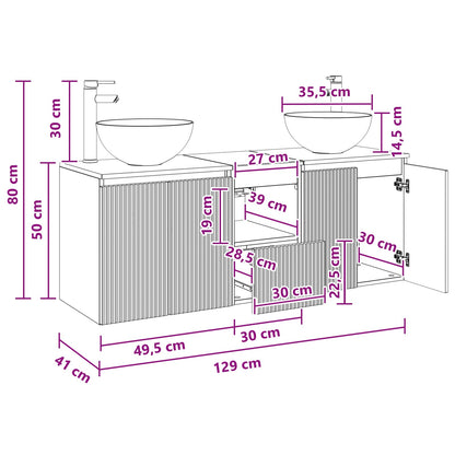 Badkamerkastenset 3 st Betongrijs 49,5 x 41 x 64,5 cm