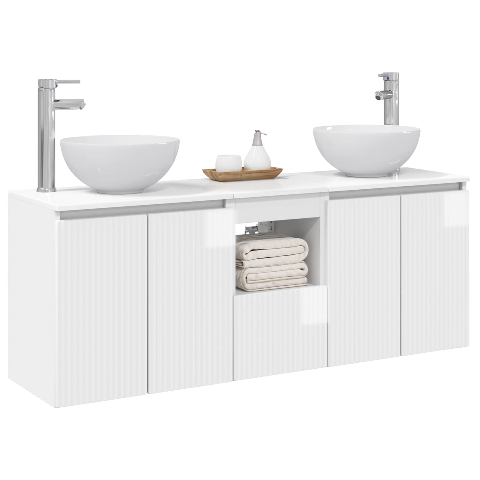 Badkamerkastenset 3 st Hoogglans Wit 49,5 x 41 x 64,5 cm