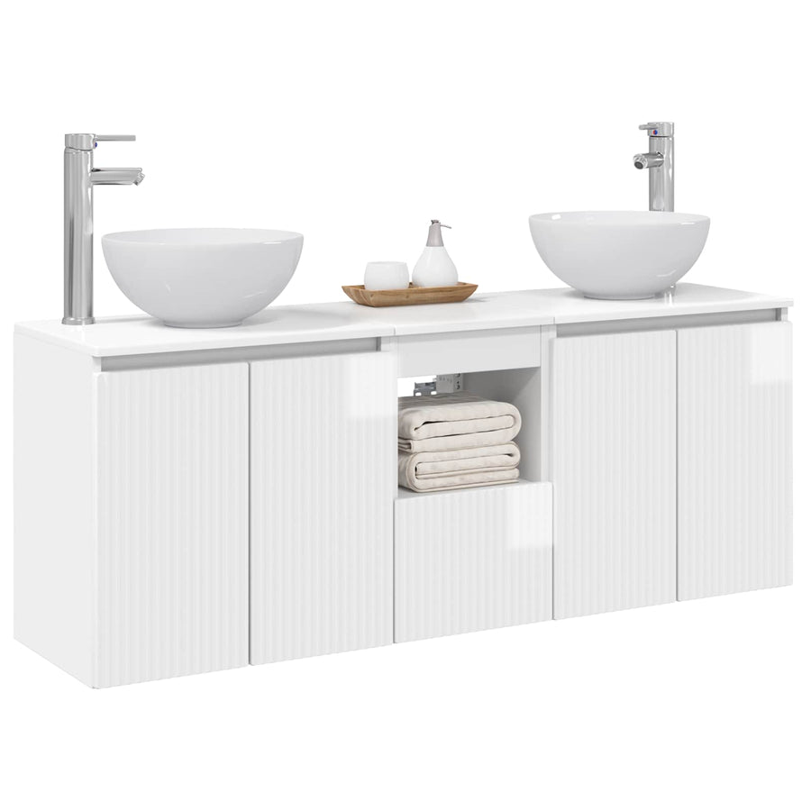 Badkamerkastenset 3 st Hoogglans Wit 49,5 x 41 x 64,5 cm