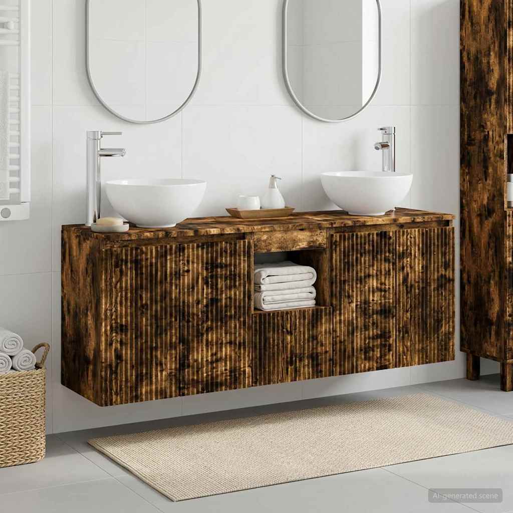 Badkamerkastenset 3 st Gerookt eiken 49,5 x 41 x 64,5 cm
