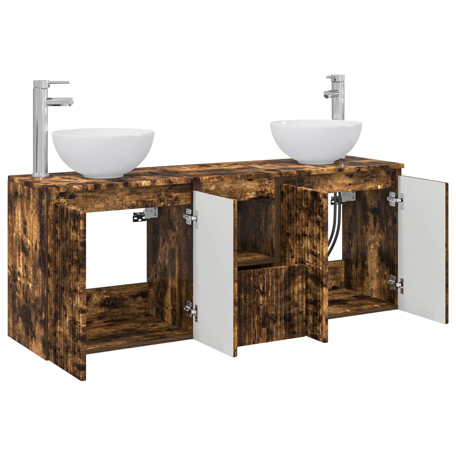 Badkamerkastenset 3 st Gerookt eiken 49,5 x 41 x 64,5 cm