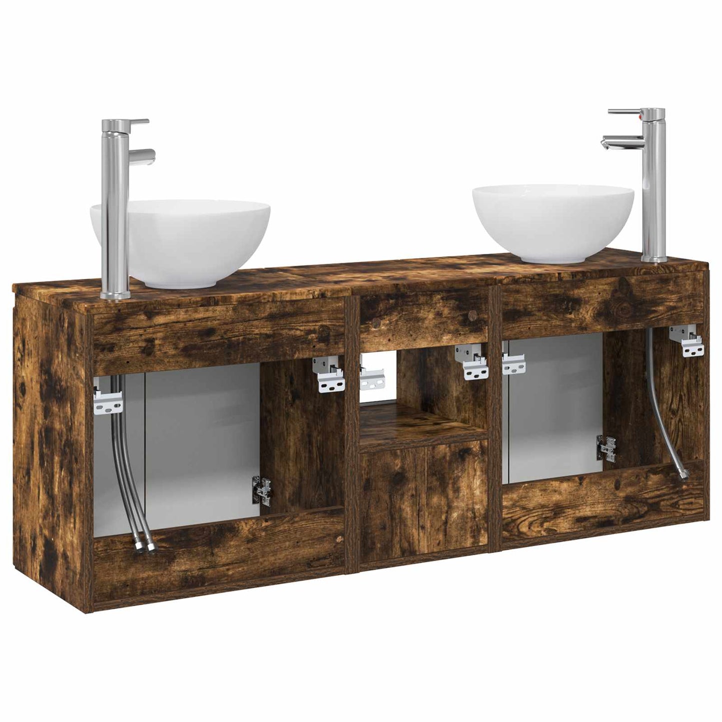 Badkamerkastenset 3 st Gerookt eiken 49,5 x 41 x 64,5 cm