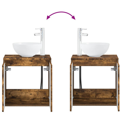Badkamerkastenset 3 st Gerookt eiken 49,5 x 41 x 64,5 cm