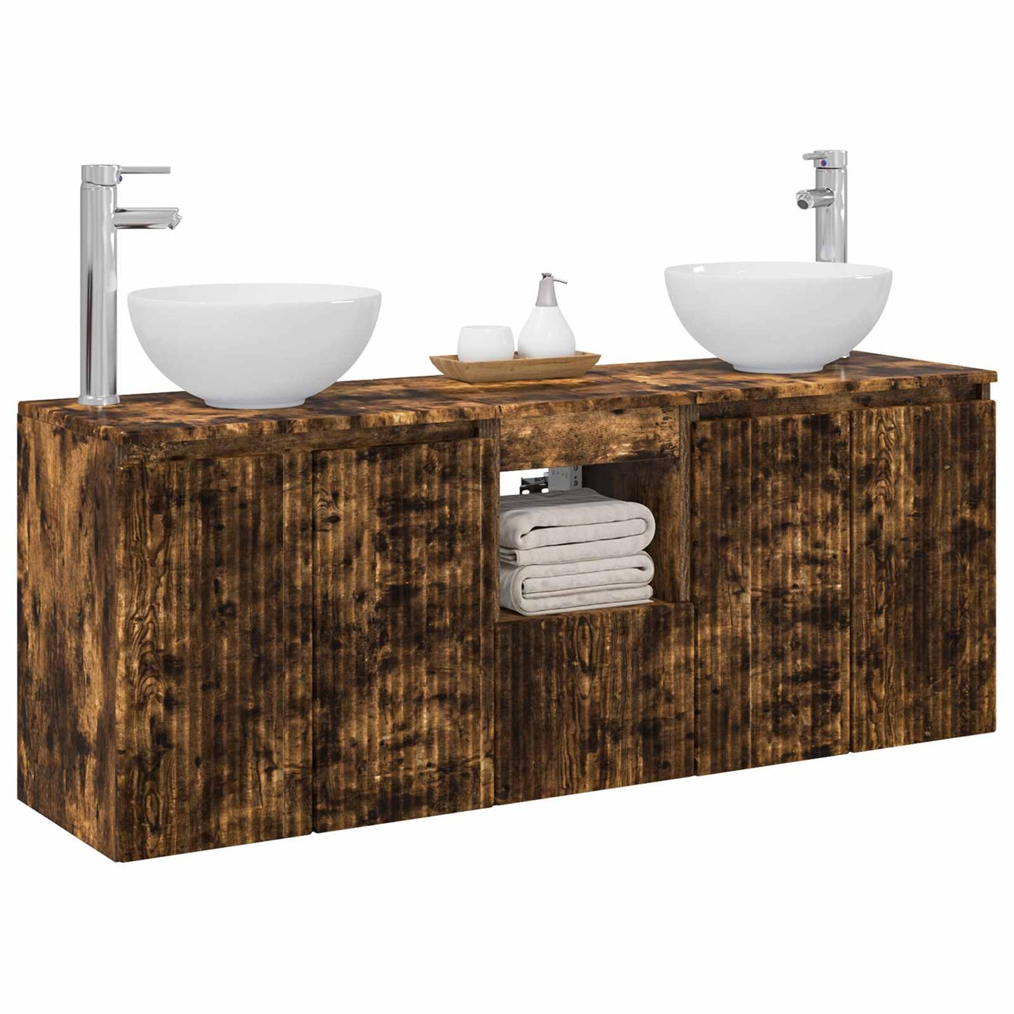 Badkamerkastenset 3 st Gerookt eiken 49,5 x 41 x 64,5 cm