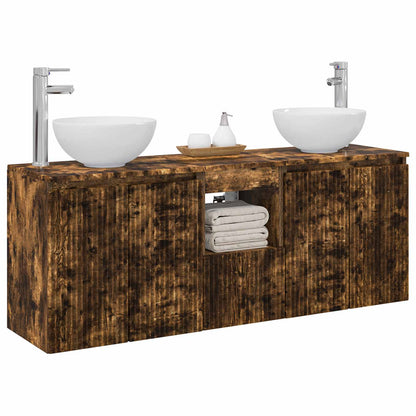 Badkamerkastenset 3 st Gerookt eiken 49,5 x 41 x 64,5 cm