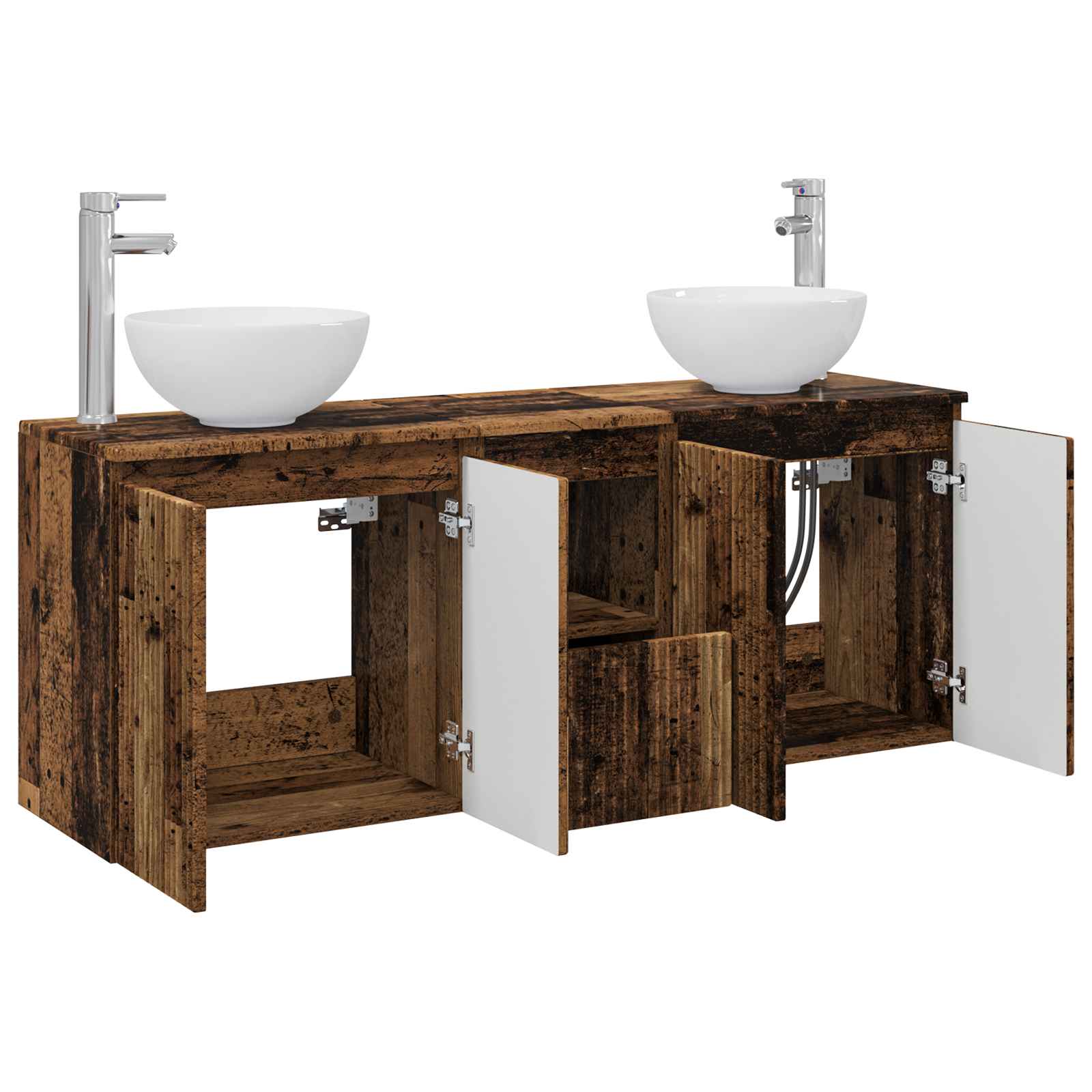 Badkamerkastenset 3 st Oud hout 49,5 x 41 x 64,5 cm