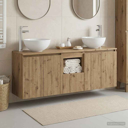 Badkamerkastenset 3 st Artisanaal eiken 49,5 x 41 x 64,5 cm