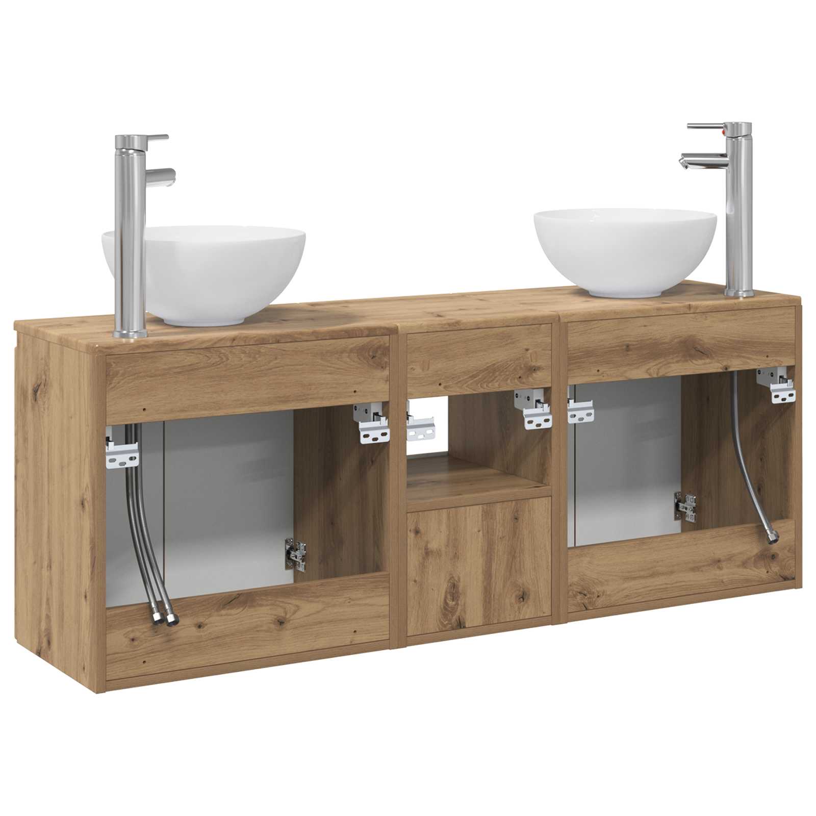 Badkamerkastenset 3 st Artisanaal eiken 49,5 x 41 x 64,5 cm