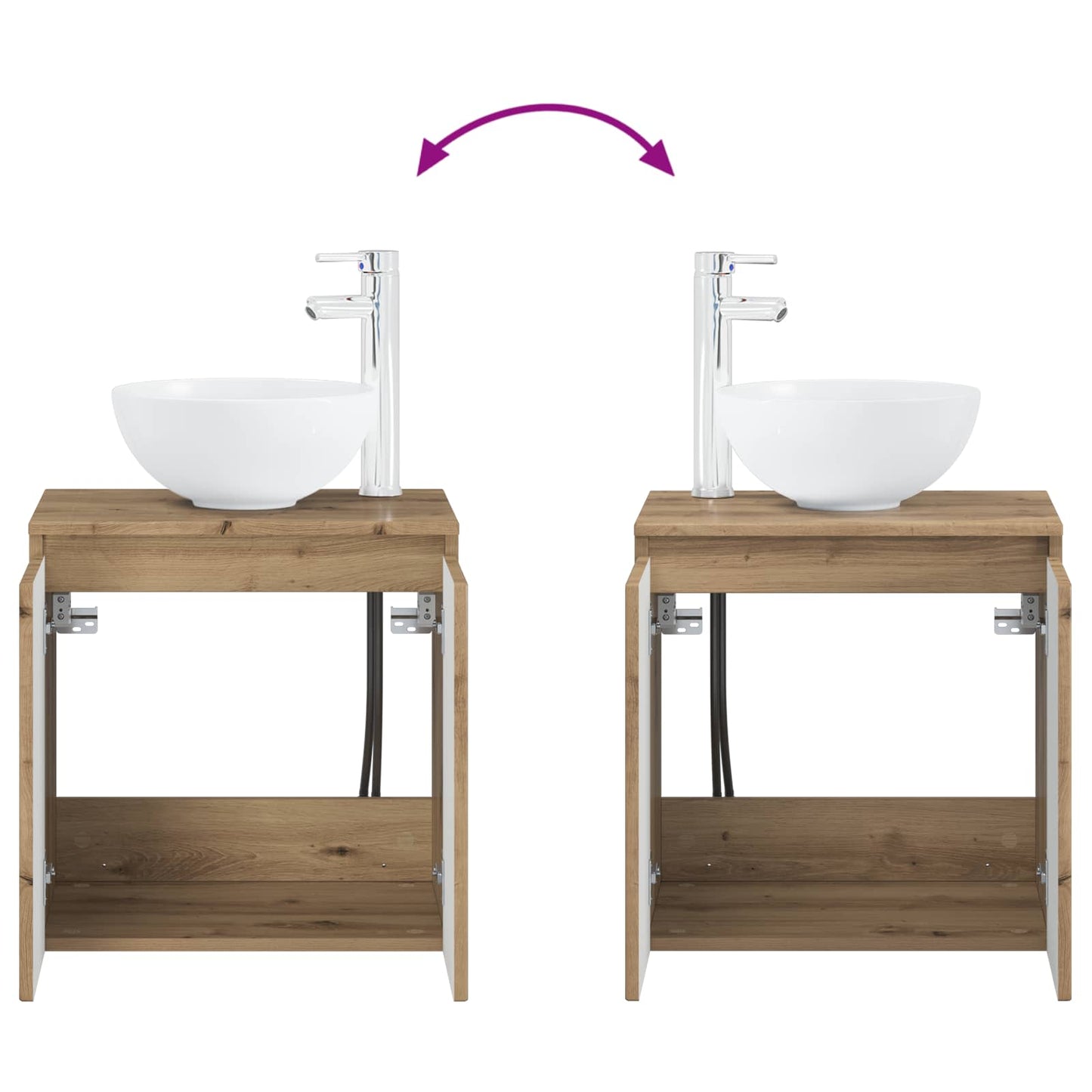 Badkamerkastenset 3 st Artisanaal eiken 49,5 x 41 x 64,5 cm