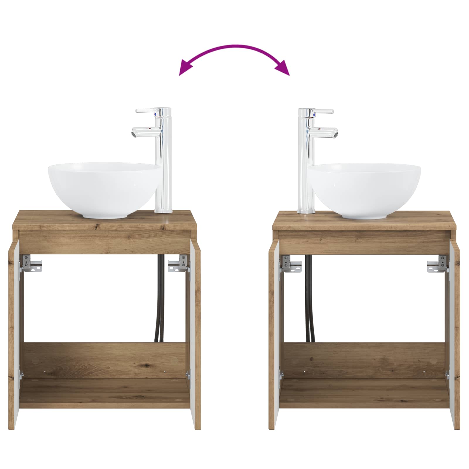 Badkamerkastenset 3 st Artisanaal eiken 49,5 x 41 x 64,5 cm
