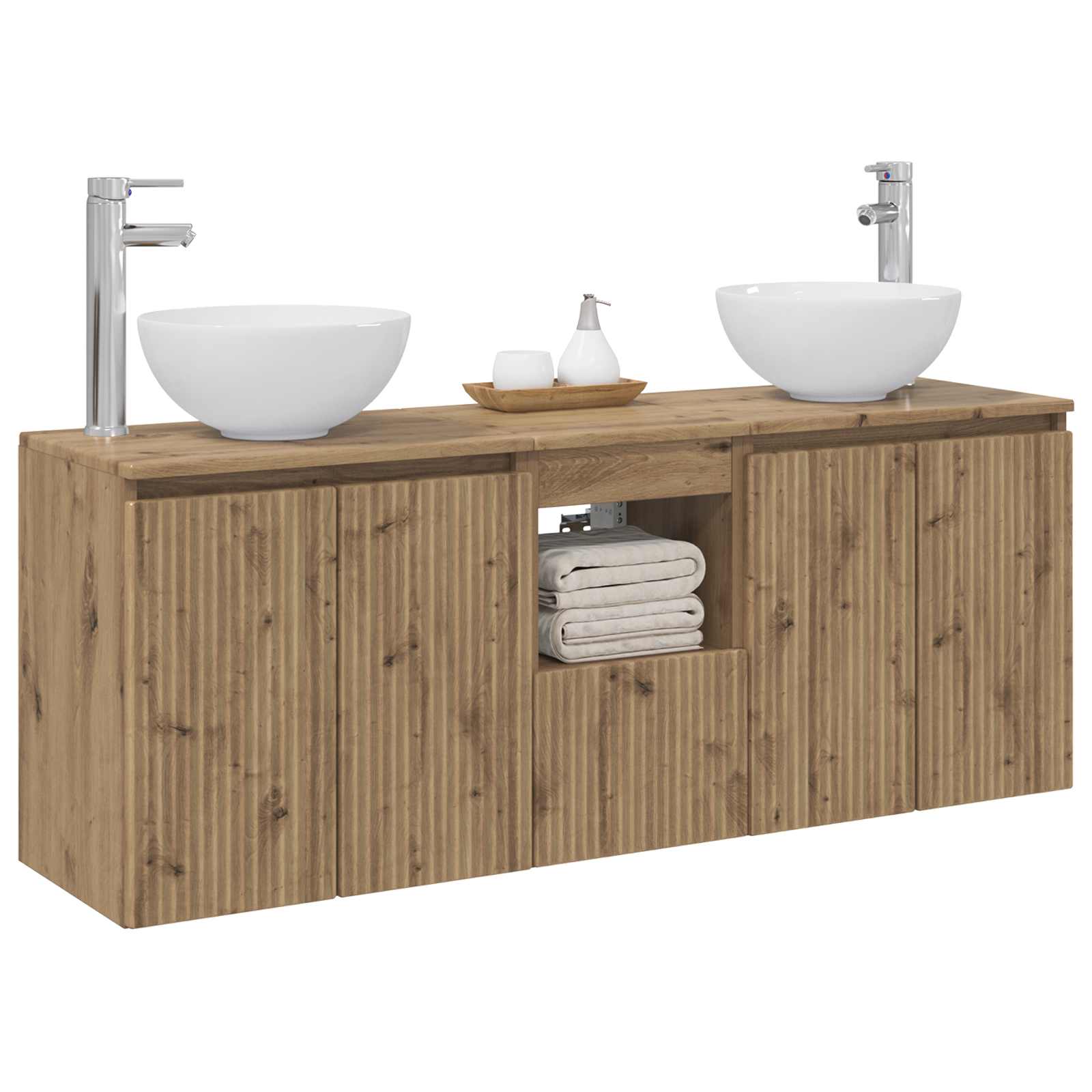 Badkamerkastenset 3 st Artisanaal eiken 49,5 x 41 x 64,5 cm