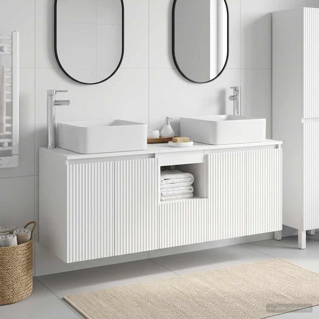 Badkamerkastenset 3 st Wit 49,5 x 41 x 63 cm Bewerkt hout