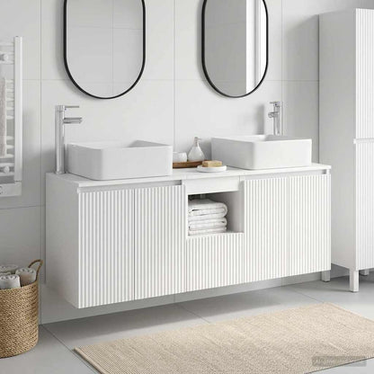 Badkamerkastenset 3 st Wit 49,5 x 41 x 63 cm Bewerkt hout