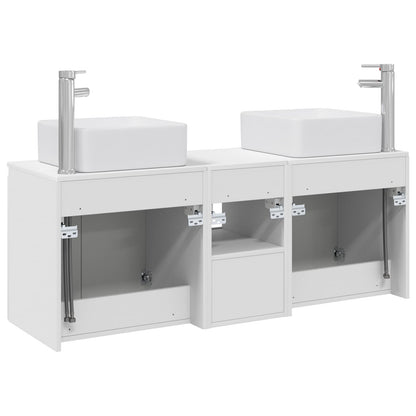 Badkamerkastenset 3 st Wit 49,5 x 41 x 63 cm Bewerkt hout