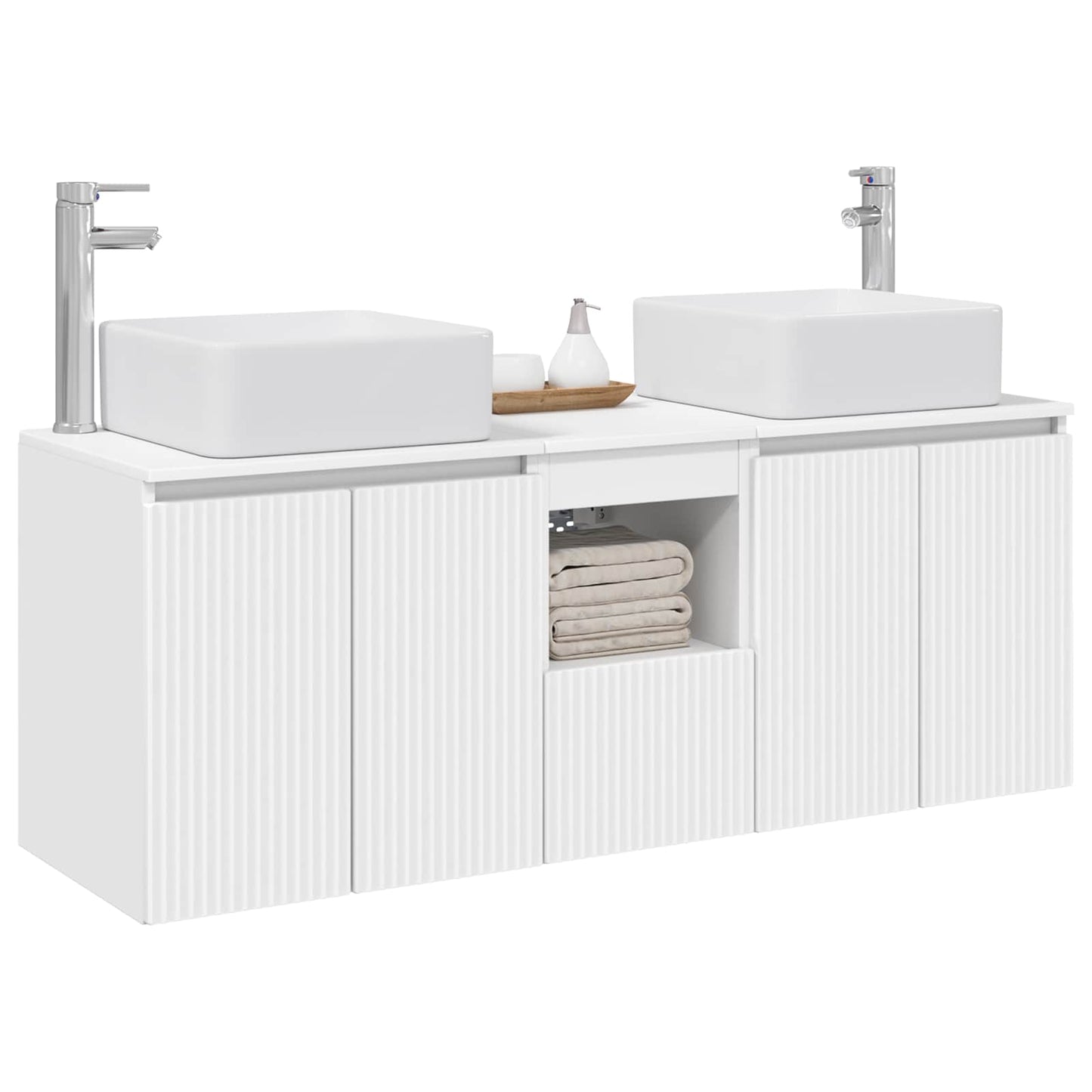 Badkamerkastenset 3 st Wit 49,5 x 41 x 63 cm Bewerkt hout